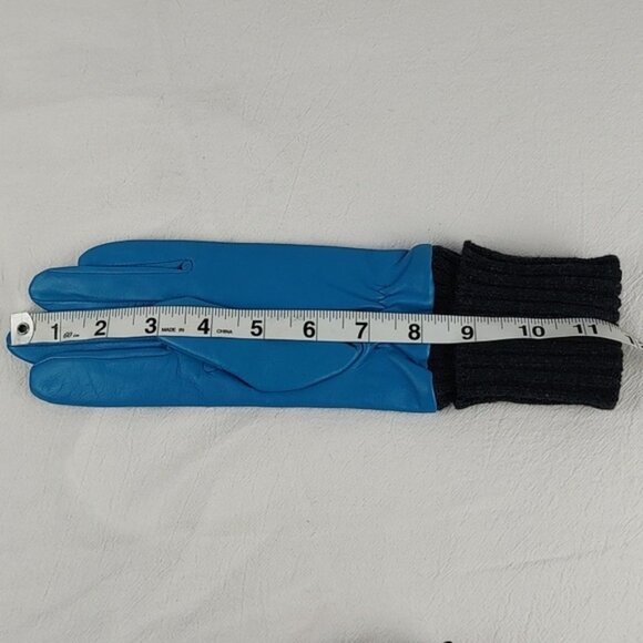 Vintage Suede Mod Retro Fun BLUE Lined Gloves Size Medium - Picture 12 of 14